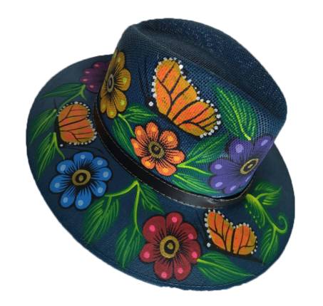 Sombrero explorer azul con flores (G)