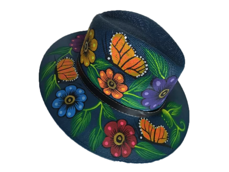 Sombrero explorer azul con flores (G)