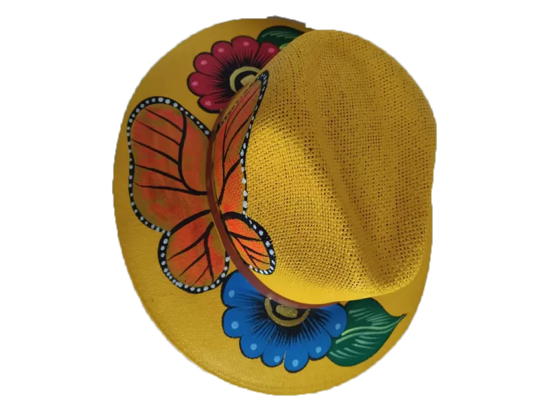 Sombrero explorer amarillo con mariposas (G)