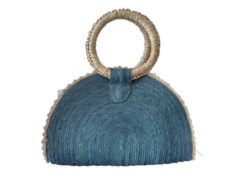 Bolsa artesanal de palma modelo quesadilla turquesa Bolsa artesanal de palma modelo quesadilla turquesa