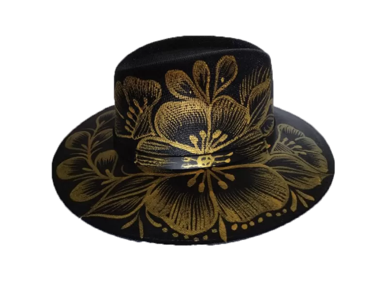 Sombrero explorer negro con flores amarillas (G)